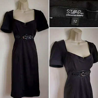 £24.99 • Buy STAR JULIEN MACDONALD Black Wiggle Pencil Bodycon Dress 12 Cocktail Party Formal