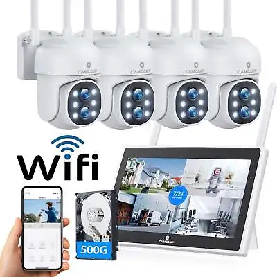 CAMCAMP 4MP Wifi Security IP Camera System Dual Lens 10CH NVR 10'' Monitor+500GB • $250.59
