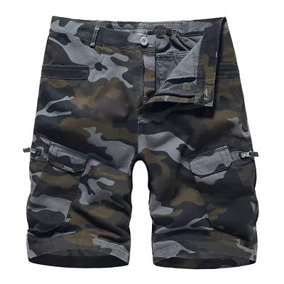 Mens Cargo Shorts Belted Flat Front Pockets Washed Lounge - 30 32 34 36 38 40 42 • $24.99