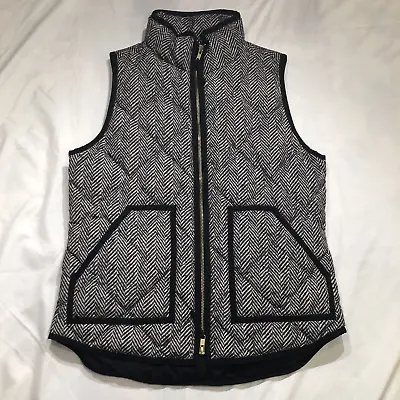 J Crew Women's Down Filled Qulited Puffer Vest Herringbone Size XS Gold Zipper • $19.50