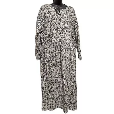 Vintage Eddie Bauer Cotton Twill Gray Drop Waist Prairie Dress Womens Size XL • $43.99