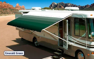 RV Awning Replacement Fabric Canopy 17' Emerald Green W/Wht W/G (Fabric:16'2 ) • $205