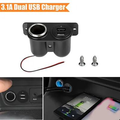 3.1A Dual USB Charger Power Outlet Car Cigarette Lighter Socket Adapter Black • $10.28