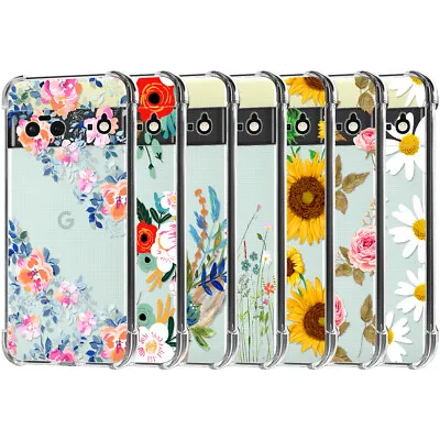 £4.99 • Buy Google Pixel Clear Case For 6 Pro 7 7 Pro Silicone Gel Shockproof Phone Floral 