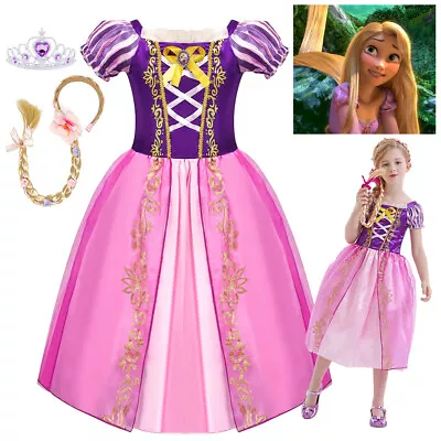 £6.99 • Buy Kids Girls Princess Rapunzel Fancy Dress Up Cosplay Costume Birthday Outfit Gift