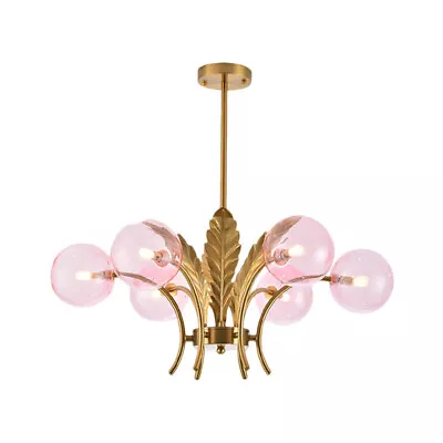 $339.45 • Buy Vintage Chandelier Ceiling Light LED Semi Flush Mount Pendant Lamp Brass 6-Light