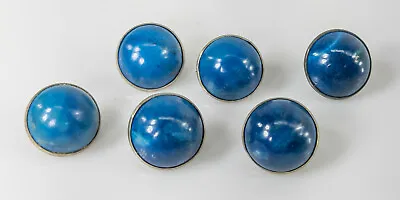 Antique Vintage Lapis Lazuli Blue Stone Buttons Or Cuff Links Silver Mounted • $200