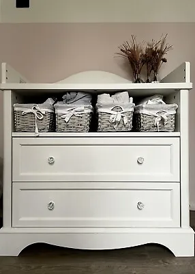 Next Nursery Baby Changing Chest Of Drawers Diamonte Handles White  • £250