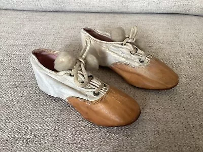 Antique Holliday Wise & Co Victorian Baby Child Doll Brown & White Leather Shoes • $29.99