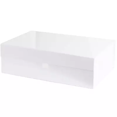 Purple Q Crafts White Hard Gift Box With Magnetic Closure Lid 14  X 9  X 4  Rect • $16.45