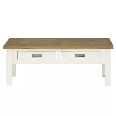 Leura Belle Coffee Table - Brushed White With Natural Timber Top | Indoor Modern • $549