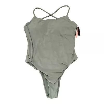 Victorias Secret Nwt Sage Green Terry Lace Up One Piece Swimsuit XL • $25