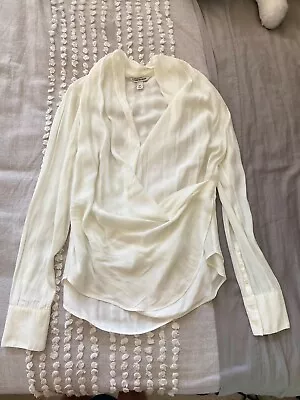 $25 • Buy Country Road Silk Drape Blouse Cream AU 6/ XXS 