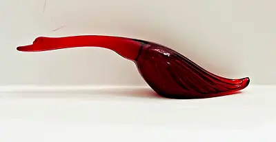 Heisey By Mosser Ruby Red Goose Wings Down Glass Figurine • $45