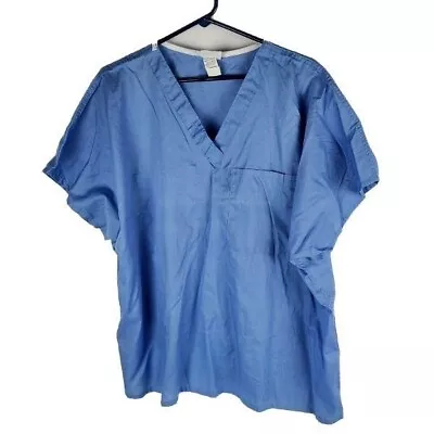 Robinson Apparel Scrub Top Womens Size 2XL Blue Short Sleeve Nursing Uniform • $8.74