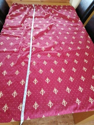 £49.99 • Buy Red Gold Heavy Fully Lined Bespoke Fleur De Lys Curtains Bespoke Vintage