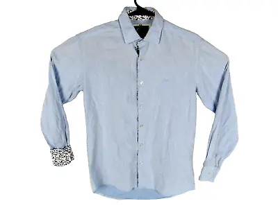 Versace 19-69 Abbigliamento Shirt Men Small Button Up Long Sleeve Blue Flip Cuff • $24.94