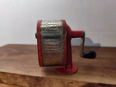 Vintage Boston Ever Handy Red Metal Pencil Sharpener Black Knob Hand Crank Works • $22.95