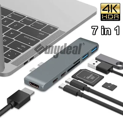 $25.98 • Buy 7 In 1 Multiport USB-C Hub Type C To USB 3.0 4K HDMI Adapter For Macbook Pro/Air