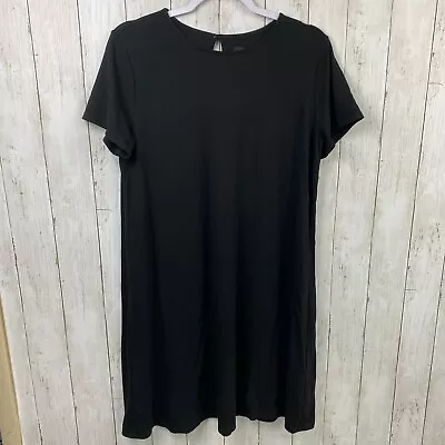 J Jill Wearever Dress M Black Short Sleeve Shirt Shift Dress Lightweight Comfy • $17.09