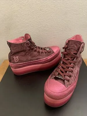 Converse X Miley Cyrus All Star Chuck Taylor Platform Pink Velvet Women’s 8.5 • $76.50