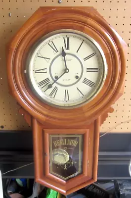 Vintage 31-Day Wood Regulator Pendulum Chiming Wall Clock Key Wind Korea -Works  • $89.99