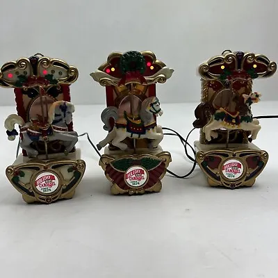 Vintage Mr. Christmas Holiday Carousel Circus Animals 3 Horses White No Music • $30