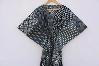 Anokhi Vintage Indian Block Print Cotton Kaftan Maxi Dress Hippy Boho Caftan • $28.02