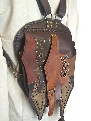 LARP Medieval Reenactment Luxurious Brown Leather Backpack Shoulder Bag • £23.99