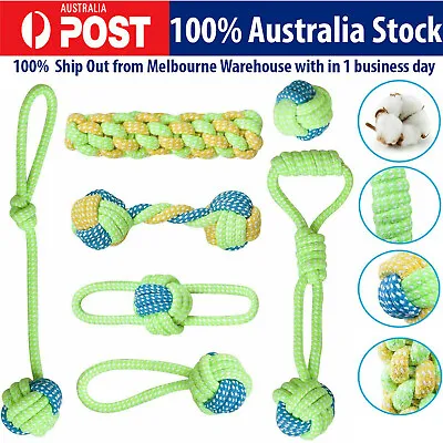 $18.99 • Buy 7Pcs Dog Rope Chew Toys Kit Tough Strong Knot Ball Pet Puppy Cotton Teething Toy