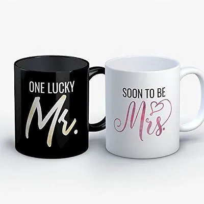 Engagement Coffee Mug - One Lucky Mr Soon To Be Mrs Engagement Funny 11 Oz Black • £32.06