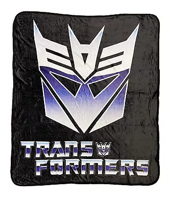 Hasbro Transformers Decepticon Symbol 80's Cartoon Fleece Throw Blanket • $26.95