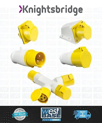 Knightsbridge 110v Ip44 16a 3 Pin Yellow Industrial Plugs & Sockets • £13.09