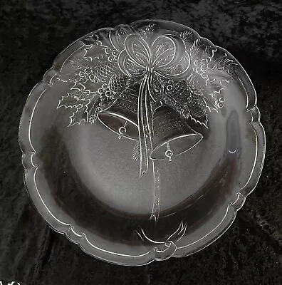 Mikasa Crystal Holiday Bells Platter 14.75  Christmas Hostess Dish RC197/516 • $4