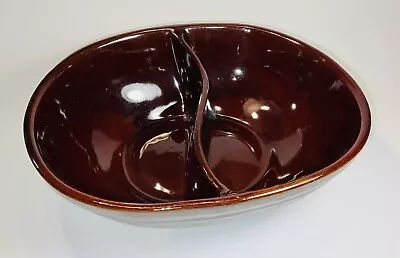 Marcrest Stoneware Daisy Dot Brown Divided Oven Proof Serving Dish Bowl VTG 50s • $19.99