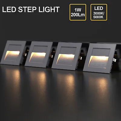 $99 • Buy 4X 1W LED Recessed Light Stair Step Light Wall Fixture 3000K 200LM Aluminium