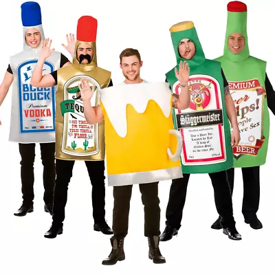 Mens Alcohol Drink Bottles Adult Beer Oktoberfest Stag Party Fancy Dress Outfits • £19.99