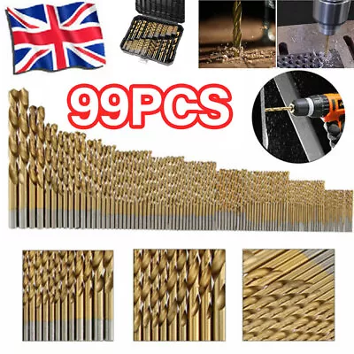 HSS Drill Bit Set Cw Metal Case 1mm-10mm Bits Metal Wood Plastic 99PC Kit • £4.19