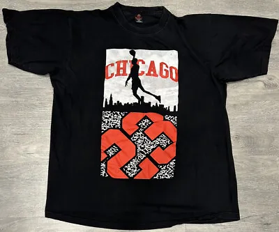 Vtg T Shirt Iced Out Clothing Michael Jordan Chicago Bulls #23 Tshirt Sz L • $16.49