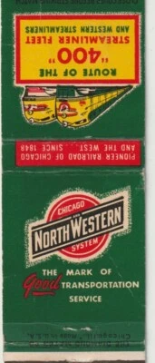 $1.95 • Buy CHICAGO NORTHWESTERN SYSTEM, RAILROAD VTG. MATCHBOOK, Route Of The  400 