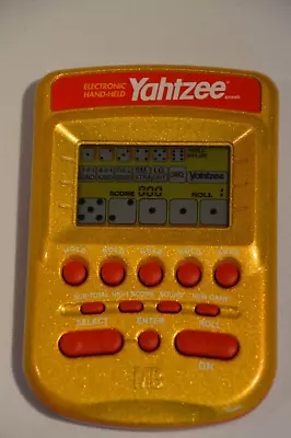 Vintage MB Games Yahtzee Electronic LCD Handheld Game In Gold Tested & Working • £39.95