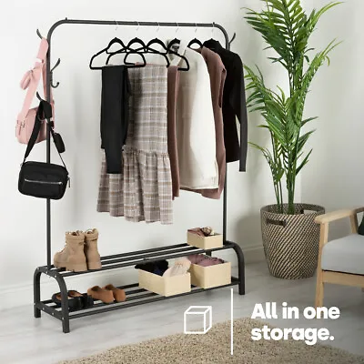 Heavy Duty Clothes Rail Rack Garment Hanging Display Stand Shoes Storage Shelves • £19.95