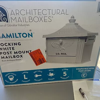 Hamilton Premium White Large Locking Aluminum Post Mount Mailbox • $65