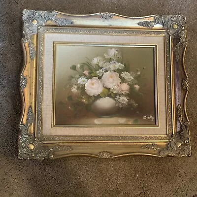 Vintage Still Life Painting (Flowers In Vase) By Artist SALLY. • $39.99