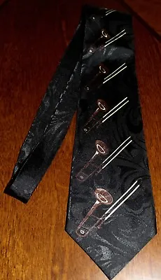 $12.99 • Buy New Men's New Neck Lot's Of Trombones On A Black Neck Tie 