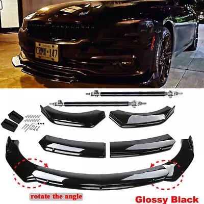 For E36 E46 E90 E91 E92 Front Bumper Lip Body Kit Spoiler Splitter Gloss Black • $59.99