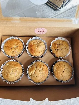 Homemade Muffins Box Of 6 Banana & Figs Freshly Baked To Order • £11.95