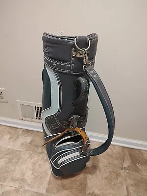 Vintage Titleist Leather Golf Cart Bag Padded Strap Green/Sea Foam Very Nice!! • $55.89