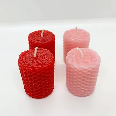 Valentines Day 2in Beeswax Votive Candles - Hand-rolled Honeycomb Beeswax • $24.99