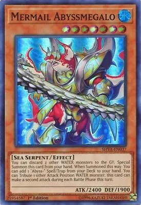 ( MERMAIL ABYSSMEGALO ) - Super Rare - SHVA-EN037 - 1st Edition - NM - Yu-Gi-Oh • $0.72